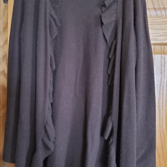 Magaschoni Cashmere Ruffled Open Sweater - Picture 2 of 9